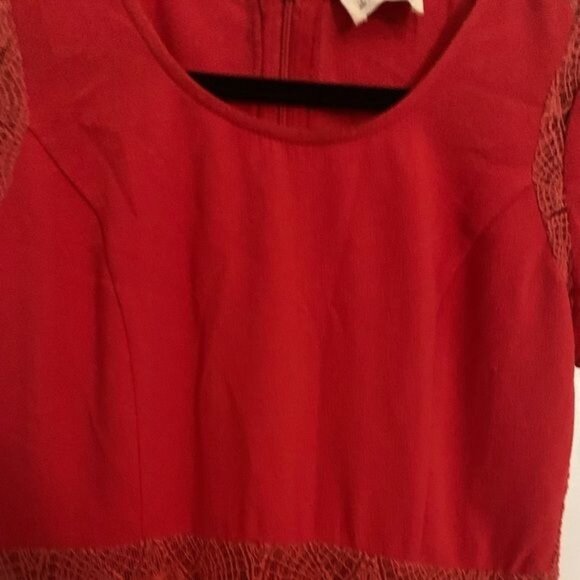 Pins And Needles Red Lace Trim Short Sleeve Dress Size 4 Polyester/Nylon Womens - Picture 4 of 11